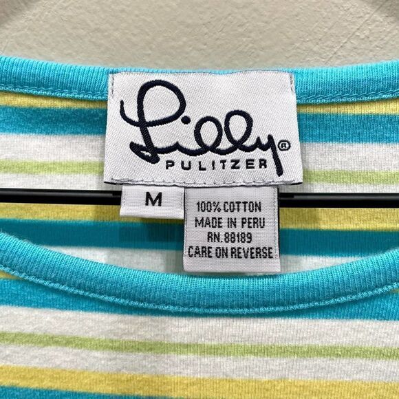 Lilly Pulitzer Blue Striped Shirt - Size: Medium - Picture 3 of 5